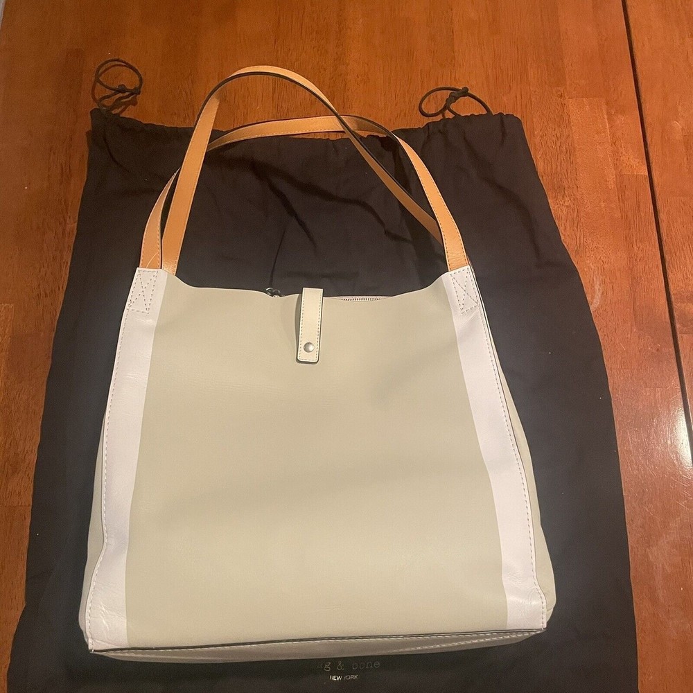 RAG & BONE Passenger Tote Leather Bag In Sterling New $550